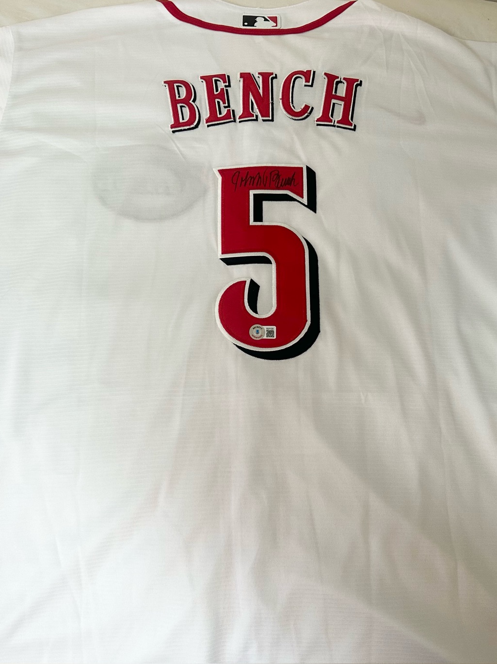 Johnny Bench Signed Custom Jersey Nwt Beckett Coa Xl